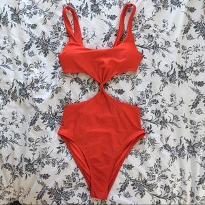 Aerie Red cut-out Swim Suit